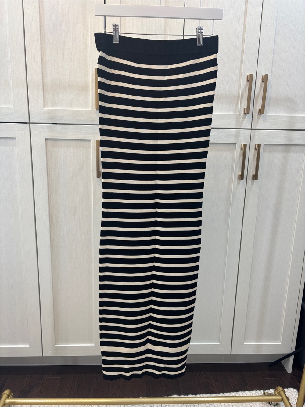 J. Crew Black and White Striped Maxi Skirt